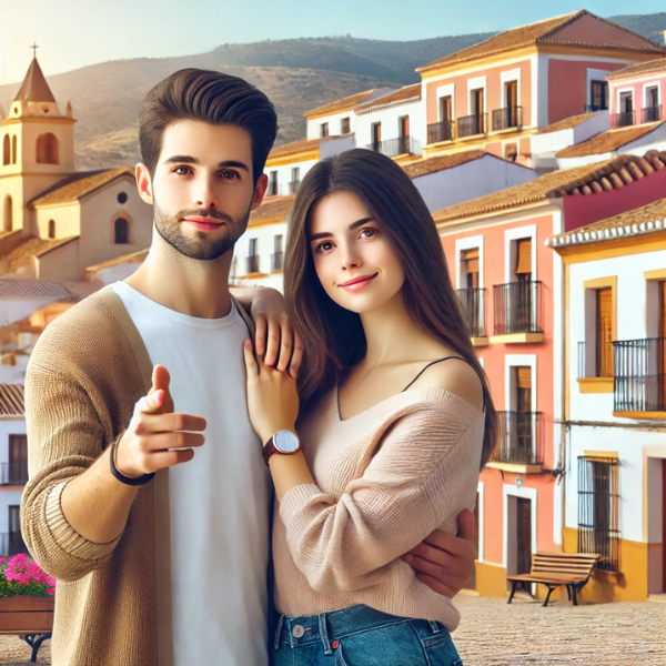 Imagen hiperrealista de una atractiva pareja joven que busca vender su casa en Alcalá del Valle, Comarca de la Sierra de Cádiz, Cádiz, España. La escena debe parecer moderna y real, con edificios tradicionales de la zona y estructuras más contemporáneas. El escenario debe ser vibrante, con colores vivos y brillantes y una sensación fotográfica fresca y de alta calidad, no bucólica ni brumosa. La imagen debe tener una relación de aspecto cuadrada y calidad Full HD.
https://www.vendermicasa.org/