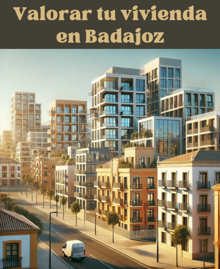 Imagen hiperrealista de edificios típicos de Badajoz, España, de arquitectura moderna. La escena incluye una mezcla de modernos edificios de apartamentos y viviendas unifamiliares. También se ve un edificio característico de la zona. El ambiente es vibrante y soleado, mostrando la mezcla única de elementos contemporáneos y tradicionales en la arquitectura de la ciudad. https://vendermicasa.org/