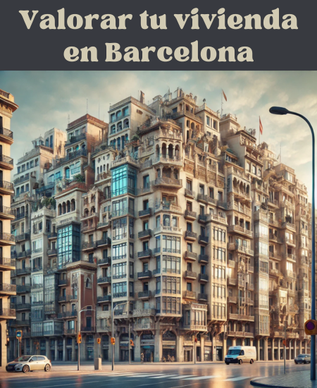 Imagen hiperrealista de edificios típicos de Barcelona, España, que capta el paisaje arquitectónico actual y real de la ciudad. La escena incluye una mezcla de edificios modernos y tradicionales, que refleja el auténtico entorno urbano de Barcelona. La imagen debe parecer una fotografía actual de la ciudad. https://vendermicasa.org/