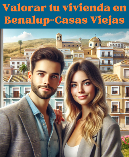 Imagen hiperrealista de una pareja joven y atractiva que quiere vender su casa en Benalup-Casas Viejas, Comarca de La Janda, Cádiz, España. La escena parece actual y real, mostrando la mezcla de edificios tradicionales y modernos de la ciudad. La imagen es fresca, vibrante y fotorrealista, con una resolución Full HD de alta calidad. La pareja está de pie delante de su casa, con un telón de fondo que muestra una combinación de estilos arquitectónicos tradicionales y contemporáneos. El ambiente es animado, con colores claros y vivos. https://www.vendermicasa.org/