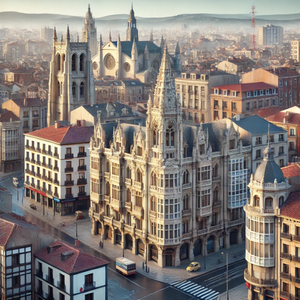 Imagen hiperrealista de edificios típicos de Burgos, España. La escena debe parecer una representación actual y real de la ciudad, mostrando la arquitectura característica, incluyendo edificios históricos y estructuras contemporáneas, todo ello reflejando el singular paisaje urbano de Burgos.
https://vendermicasa.org/