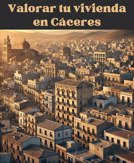 Imagen hiperrealista de edificios típicos de Cáceres, España, que parezca una escena actual y real de la ciudad. La imagen debe combinar edificios tradicionales de la zona con estructuras más modernas. Capta el paisaje arquitectónico único de Cáceres con una mezcla de elementos históricos y contemporáneos. https://vendermicasa.org/