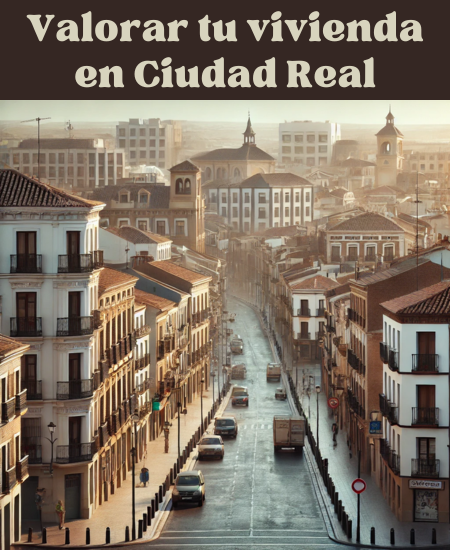 Imagen hiperrealista de edificios típicos de Ciudad Real, España, que capta una visión actual y realista de la ciudad. La escena incluye una combinación de edificios tradicionales característicos de la zona y estructuras modernas. La imagen muestra la mezcla de arquitectura histórica y contemporánea de Ciudad Real. https://vendermicasa.org/