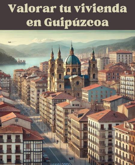 Imagen hiperrealista de edificios típicos de Guipúzcoa, España, que representa una visión actual y realista de la ciudad. La escena incluye edificios tradicionales característicos de la zona junto a estructuras modernas. La imagen muestra la mezcla arquitectónica de estilos históricos y contemporáneos única de Guipúzcoa. https://vendermicasa.org/