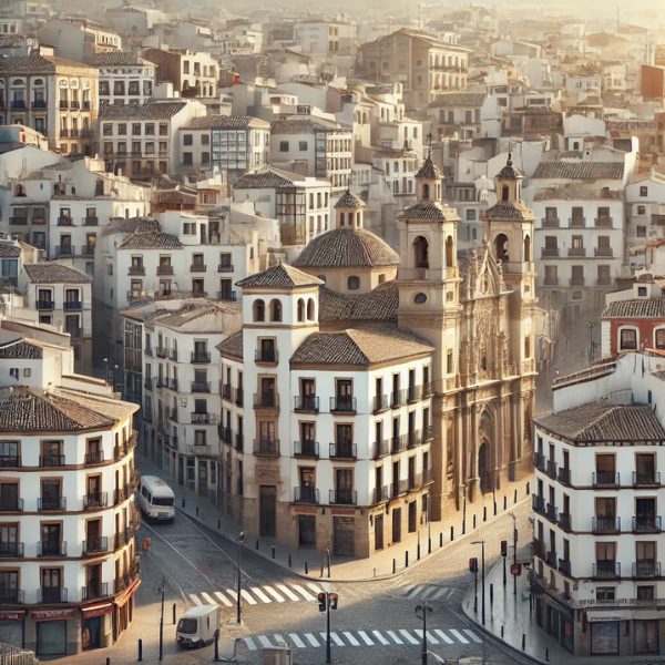 Imagen hiperrealista de edificios típicos de Jaén, España, que representa una visión actual y realista de la ciudad. La escena combina edificios tradicionales de la zona con estructuras más modernas, captando la mezcla arquitectónica única de Jaén. La imagen muestra una mezcla armoniosa de elementos históricos y contemporáneos en una relación de aspecto cuadrada.
https://vendermicasa.org/