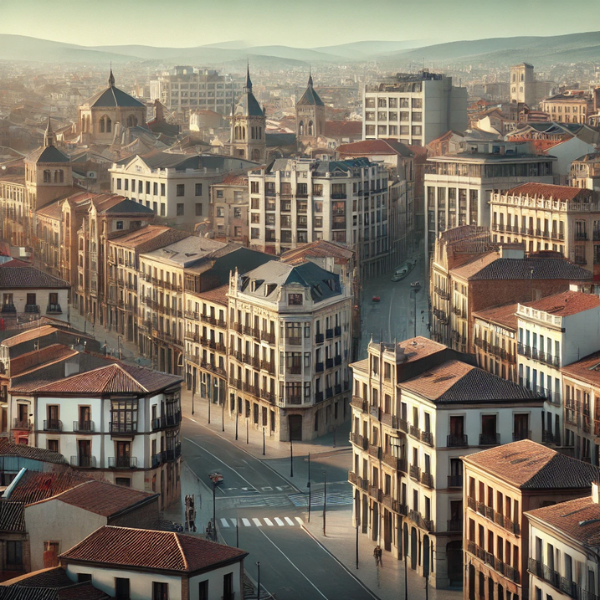 Imagen hiperrealista de edificios típicos de León, España, que representa una visión contemporánea y realista de la ciudad. La escena presenta una mezcla de arquitectura regional tradicional y edificios modernos, mostrando la mezcla de estilos históricos y contemporáneos única de León. La imagen debe captar la esencia del paisaje arquitectónico de la ciudad.
https://vendermicasa.org/