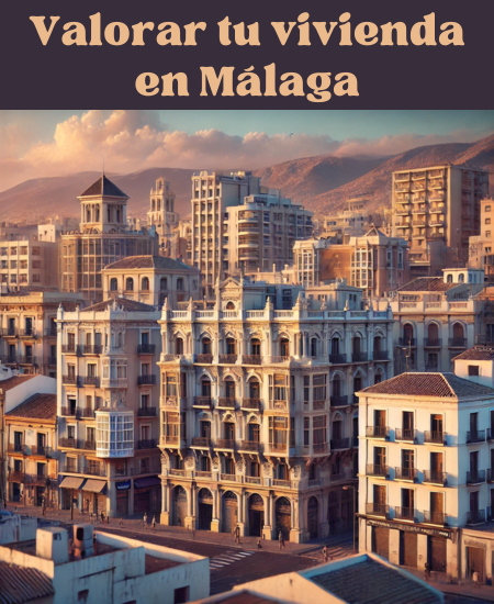 Imagen hiperrealista de edificios típicos de Málaga, España, con una mezcla de arquitectura tradicional y moderna. La escena capta la esencia de la ciudad con sus edificios característicos, mezclando estructuras históricas con diseños contemporáneos. La imagen debe parecer una vista real y actual de Málaga. https://vendermicasa.org/