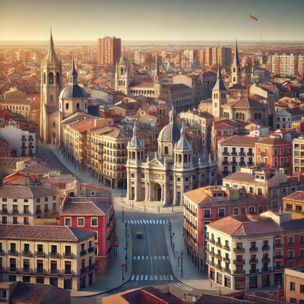 Imagen hiperrealista de edificios típicos de Palencia, España, que se asemeja a una vista actual y real de la ciudad. La escena incluye una mezcla de edificios tradicionales característicos de la zona y estructuras más modernas, captando la diversidad arquitectónica de Palencia. La imagen tiene una relación de aspecto cuadrada.
https://vendermicasa.org/