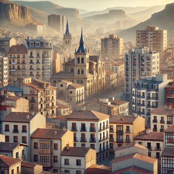 Imagen hiperrealista de edificios típicos de Teruel, España, que se asemeja a una fotografía actual y real de la ciudad. La escena combina la arquitectura tradicional característica de la zona con edificios más modernos. La imagen muestra la singular mezcla de elementos históricos y contemporáneos del paisaje urbano de Teruel.
https://www.vendermicasa.org/