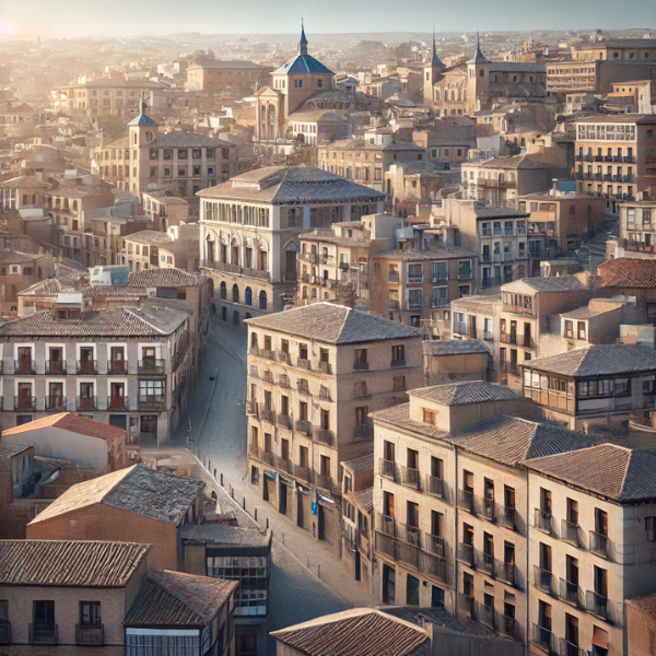 Imagen hiperrealista de edificios típicos de Toledo, España, que capta una visión actual y realista de la ciudad. La escena presenta una mezcla de edificios tradicionales y modernos, mostrando la mezcla arquitectónica única de Toledo con su encanto histórico y sus estructuras contemporáneas.
https://www.vendermicasa.org/