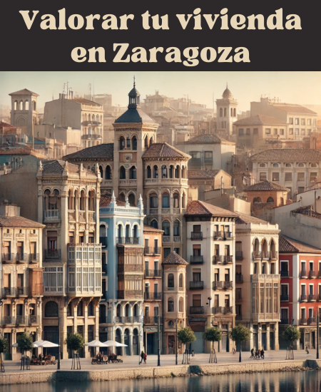 Imagen hiperrealista de edificios típicos de Zaragoza, España, que aparece como una escena actual y real de la ciudad. La imagen combina edificios tradicionales de la zona con estructuras más modernas, mostrando la diversidad arquitectónica de Zaragoza con una mezcla de elementos históricos y contemporáneos. https://www.vendermicasa.org/